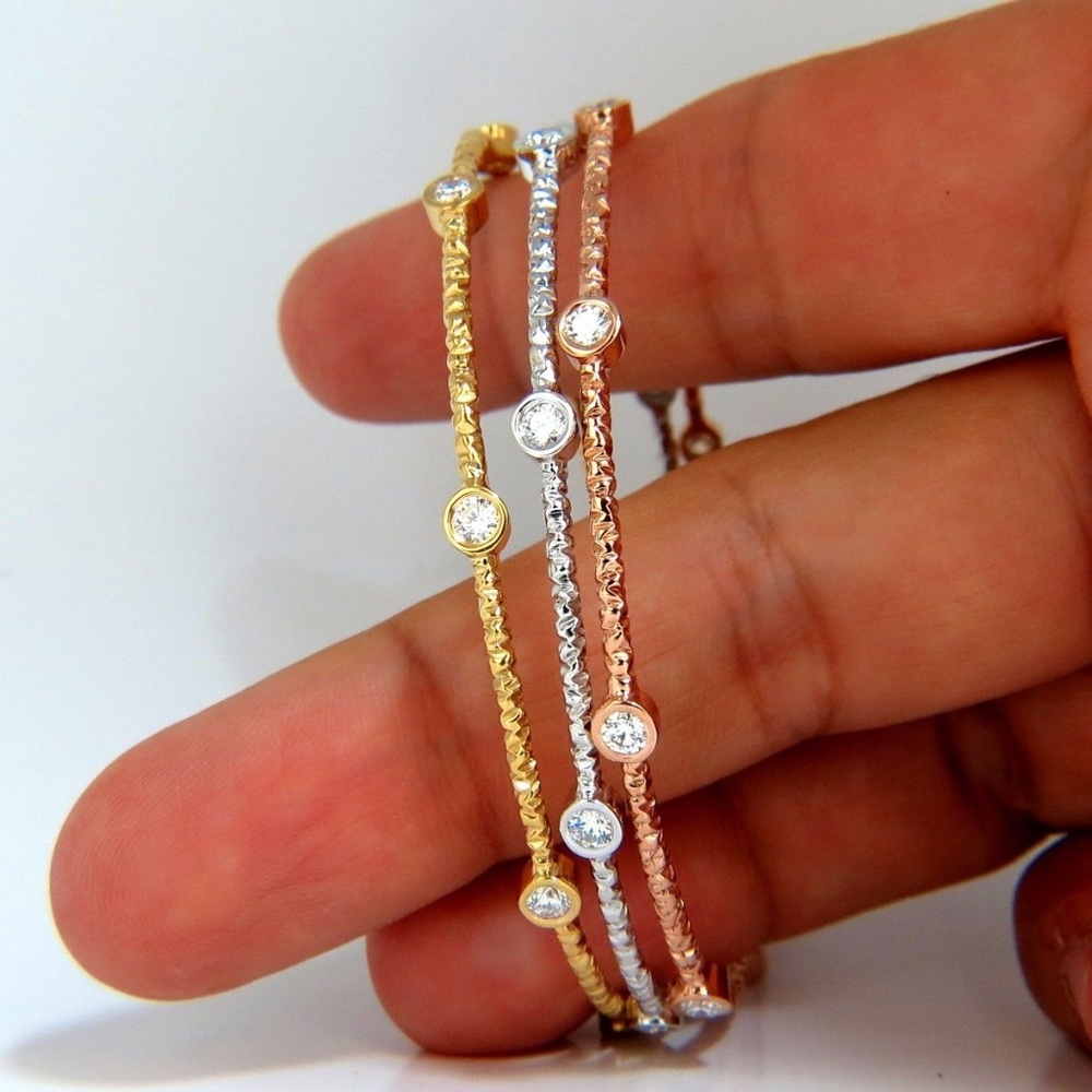 Diamond Bangle bracelets stackable hammer chisel* - Picture 5 of 6